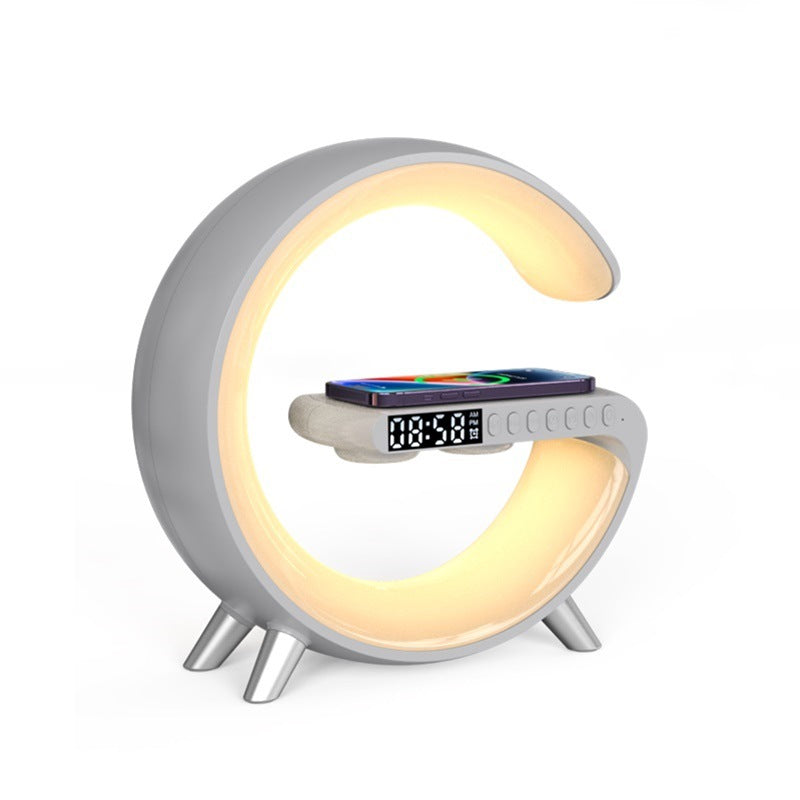 "Transform Your Space with the Futuristic 2023 Intelligent G-Shaped LED Lamp: Bluetooth Speaker, Wireless Charger, Atmosphere Lamp – App Controlled for Ultimate Bedroom and Home Decor Experience!"