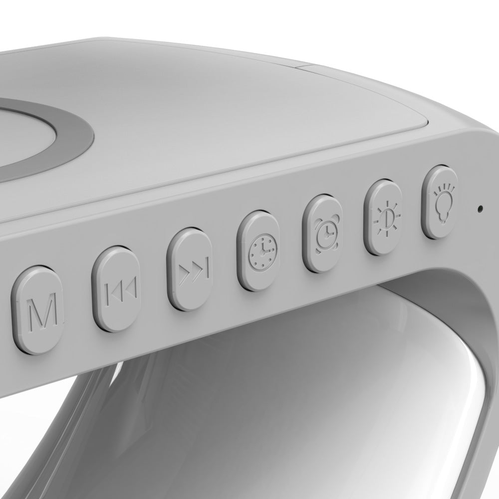 "Transform Your Space with the Futuristic 2023 Intelligent G-Shaped LED Lamp: Bluetooth Speaker, Wireless Charger, Atmosphere Lamp – App Controlled for Ultimate Bedroom and Home Decor Experience!"