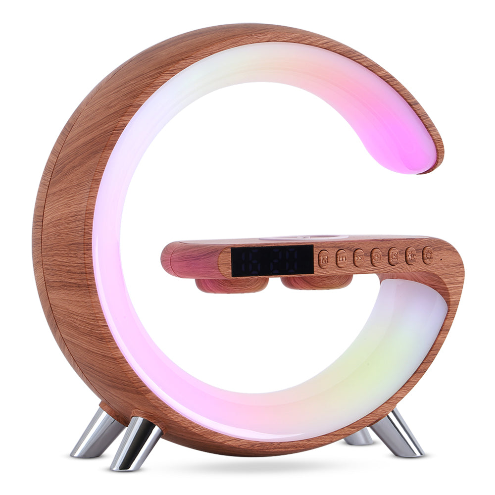 "Transform Your Space with the Futuristic 2023 Intelligent G-Shaped LED Lamp: Bluetooth Speaker, Wireless Charger, Atmosphere Lamp – App Controlled for Ultimate Bedroom and Home Decor Experience!"