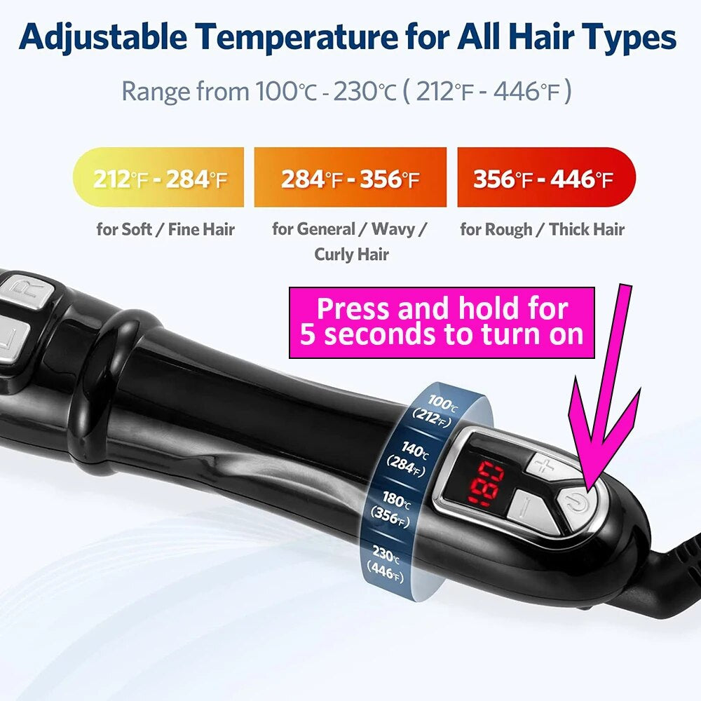 "Get Gorgeous Curls Effortlessly with our Ceramic Barrel Automatic Hair Curler - Choose from 25/28/32mm Sizes for Perfect Waves and Stylish Hair"