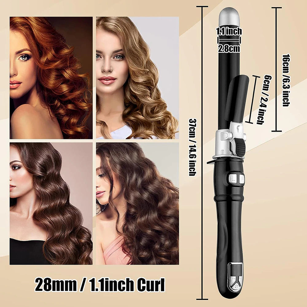 "Get Gorgeous Curls Effortlessly with our Ceramic Barrel Automatic Hair Curler - Choose from 25/28/32mm Sizes for Perfect Waves and Stylish Hair"